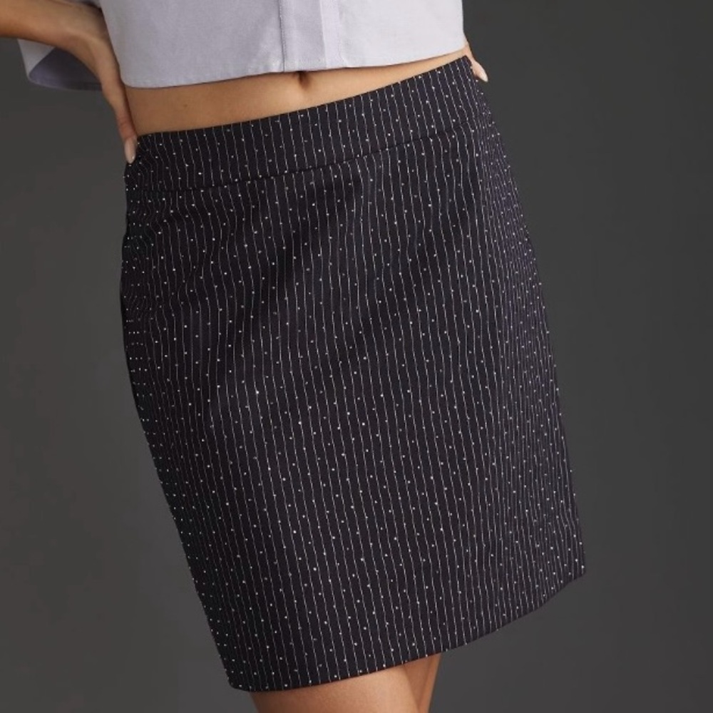 Anthropologie Essentiel Antwerp Faskia Pinstripe Sparkle Mini Skirt Medium